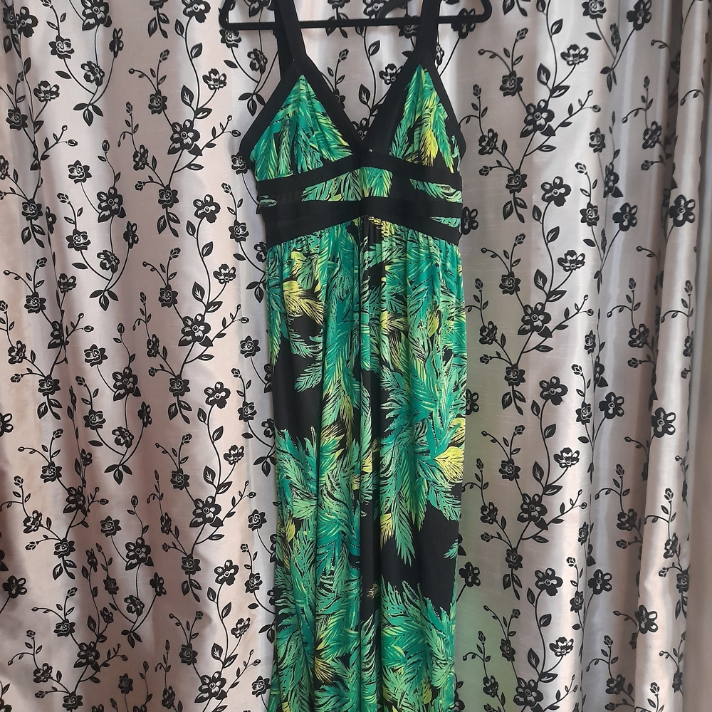 Sofia by Sofia Vergara Green and Black Maxi Dress